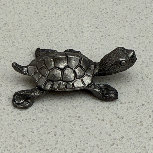 Vintage Spoontiques Tiny Pewter Turtle Figurine Miniature - Picture 4 of 9